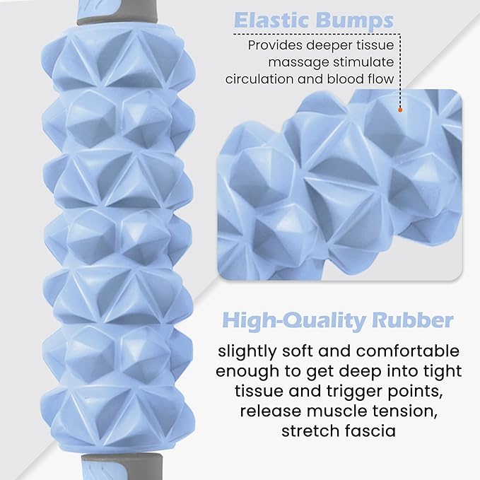 KITWILD Muscle Roller Stick, Massage Roller Stick for Athletes, Body Massage Stick for Muscles Deep Tissue, Muscle Relaxation Roller for Physical Therapy, Myofascial Release, and Yoga Therapy, Blue