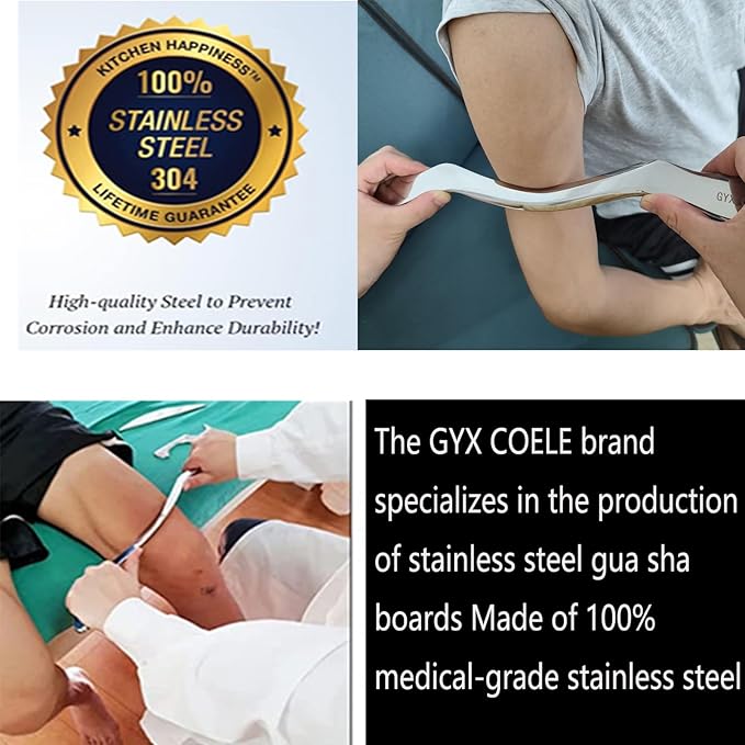 Stainless Steel Muscle Scraper Tool Set, 4-Piece Professional Scraping Tool Physical Therapy Kit with Carrying Case