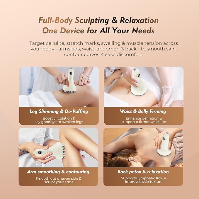Microcurrent Lymphatic Drainage Massager for Legs Arms Belly, Body Sculpting Machine with Microcurrent, Cellulite Massage Tool,Light, Heat & Vibration, Promotes Circulation Skin Renewal