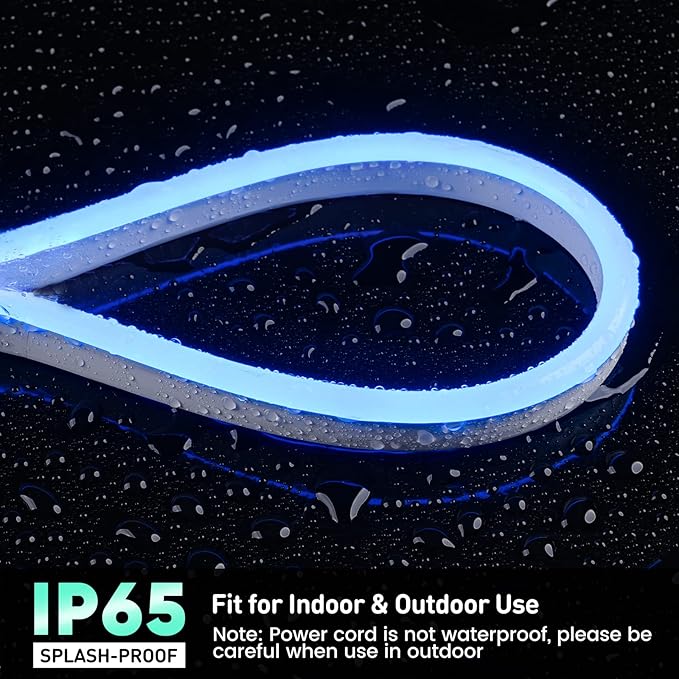 GZBtech Flexible LED Neon Rope Lights 16.4FT,AC 110-120V Waterproof Neon Strip Light, 120LEDs/M Cuttable Connectable Rope Lighting for Indoor Outdoor Home Decor/Commercial Building Use-Blue 5M
