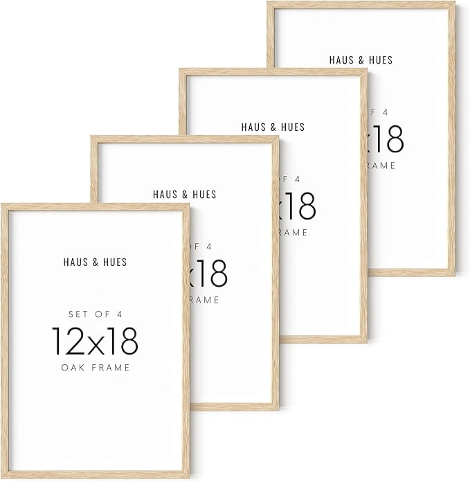 HAUS AND HUES 12x18 Picture Frames For Wall - Set Of 4 Poster Frames 12x18, Picture Frames 12x18, 12x18 Frames, Frames 12 X 18, Gallery Wall Frame Set, 12x18 Poster Frame (Beige Frame)
