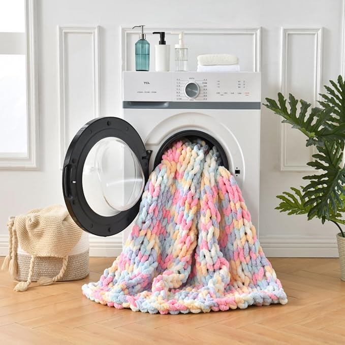 Ultra Soft Chunky Knit Blanket Throw -40x50 Hand Knitted Warm Chenille Throw Blanket, Home Decor Soft Thick Yarn Cable Knit Blanket Breathable Fleece Banket Christmas for Couch Bed Sofa Best GIF