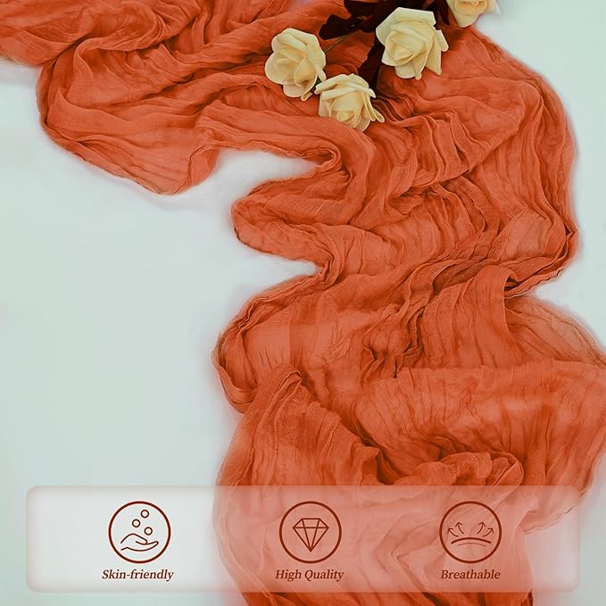 Orange Cheesecloth Table Runner 20 Pack 10FT Boho Fabric Rustic Cheese Cloth Table Runner for Wedding 20 x 120 Inch Long Bridal Shower Baby Shower Gauze Sheer Birthday Party Table Decorations