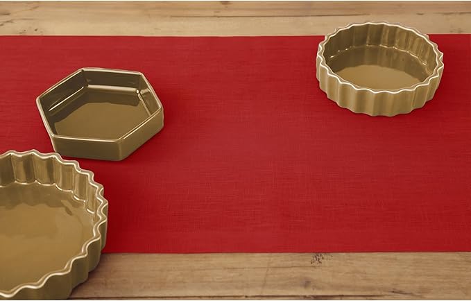 Solino Home Linen Red Table Runner 132 Inches Long - 100% Pure Linen Extra Long Table Runner 14 x 132 Inch - Fete