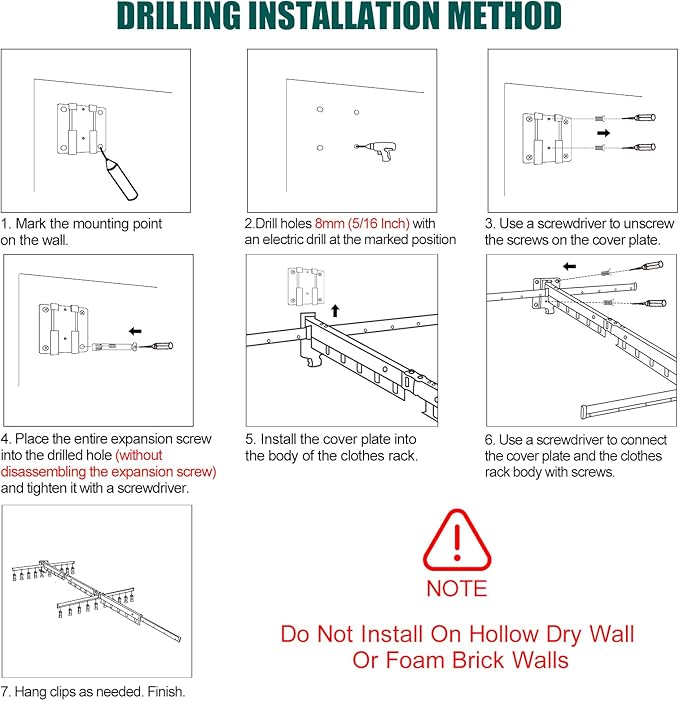 Hoimpro White 51" Clothes Drying Rack Retractable Foldable Wall Mounted, Tri-Fold Space Saving Collapsible for Hanging Clothing Coat, Ideal for Patio, Laundry Room Organization and Storage, Bathroom
