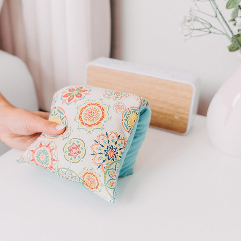 Large Microwave Heating Pad with Flax Seed, Scented or Unscented, Good For Back Pain or Cramps, Moist Heat Therapy or Ice Pack, Microwavable Bean Bag, 6" x 12" (Mustard Floral, Lavender & Peppermint)