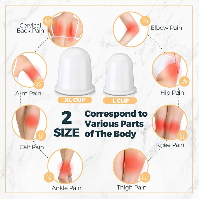 TrelaCo 12 Pcs 2 Size Cupping Therapy Set Silicone Anti Cellulite Cupping Kit for Massage Therapy Cupping Therapy Set Vacuum Suction Cup for Arthritis Relief, Pain Reduction Adults Home Use (White)