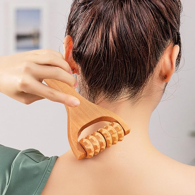 Wood Massage Roller Tools,Body and Face Roller, Handheld Wooden Total Body Massager,Wooden Massager Tool,1 Pieces.