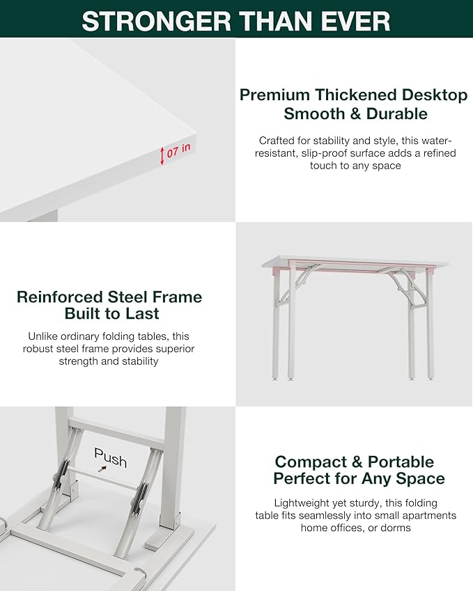 Frylr Small Folding Computer Desk β Portable 35.8 Inch Foldable Laptop Table, Collapsible and Compact for Easy Storage and Fast Setup, Lightweight for Small Spaces, Craft and Study Use, White Ash