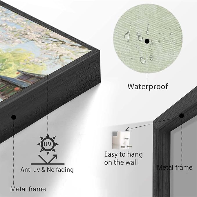 Small bridge stream house Jiangnan style landscape poster suitable for living room bedroom office natural oil painting poster