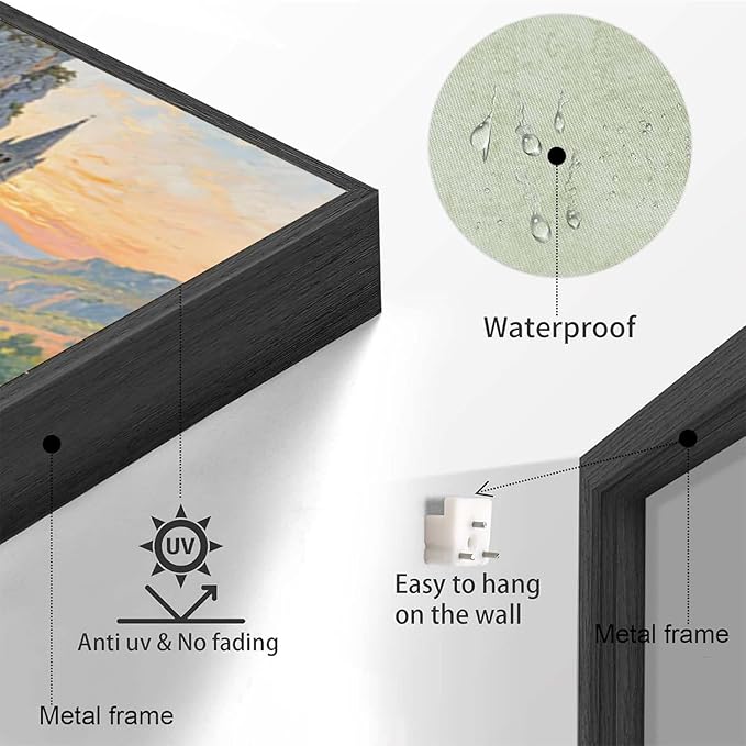 Small town scenery poster on the bank of the mountain stream is suitable for living room bedroom and office natural oil painting poster