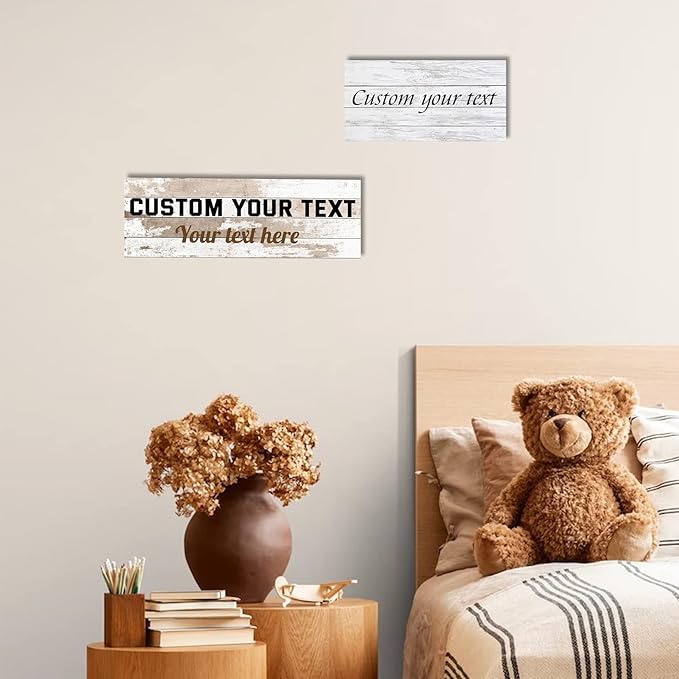 LZIMU Custom Signs for Wall Personalized Canvas Prints Sign with Your Text Customized Family Sign Wall Art for Rustic Farmhouse Home Decor (10"x20")