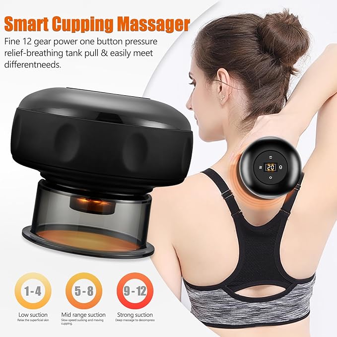 Smart Cupping Therapy Massager 2 Set, 4 in 1 Electric Cupping Massager Device, Smart Cupper Relieves Muscle Soreness, Improves Blood Circulation and Speeds Up Recovery After Exercise (Black)