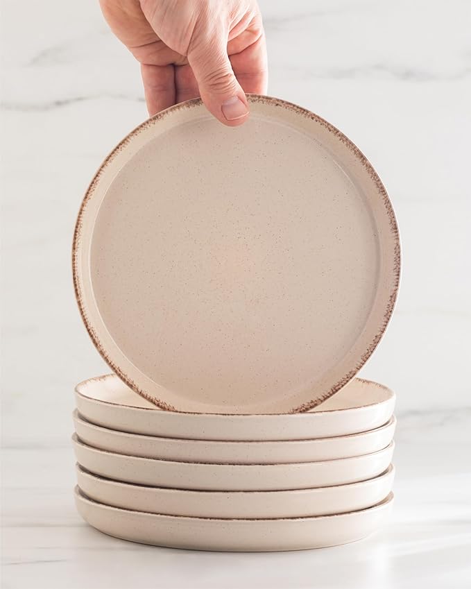 Stoneware dinnerware set 8 persons Rustic 24 pcs - Rustic design dinnerware set, dishwasher safe - Bowl and plate set - Pure Living dinnerware in beige…