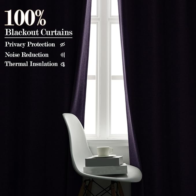 100" W x 96" L Faux Linen Room Divider Curtains, Full Blackout Pinch Pleated Drapes for Traverse Rod, Bedroom Divider Privacy Drapery with Hooks for Ceiling Track, 1 Panel, Violet