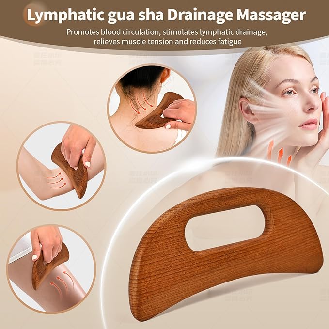 Wood Therapy Massage Tools 5-in-1 Lymphatic Drainage Massager for Muscle Pain Relief Maderoterapia Kit, Anti-Cellulite, Body Shaping&Contouring (set1)