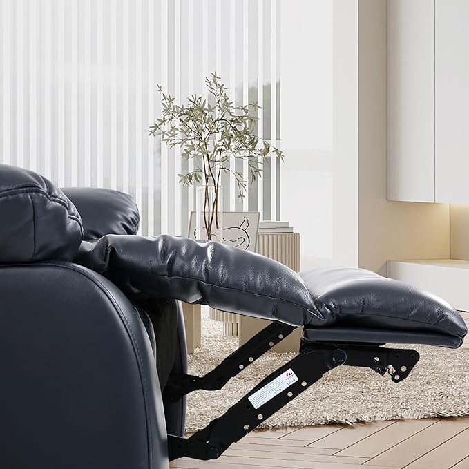 MAEVIS Power Recliner Chair, Lay Flat Sleeping Lift Chairs Recliner for Elderly with Heat and Massage,Comfy Real Breathable Leather Recliners with Dual OKIN Motor for Living Room (Blue)