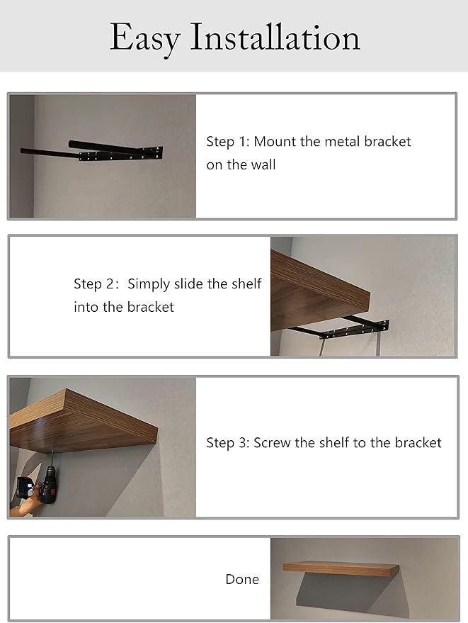 Floating Shelf, Set of 2 Wall Shelf, 36 in W x 12.75 in D x 2 in H Wooden Floating Wall Shelf with Invisible Brackets for Living Room/Bedroom/Bathroom/Kitchen Storage and Decor, Black