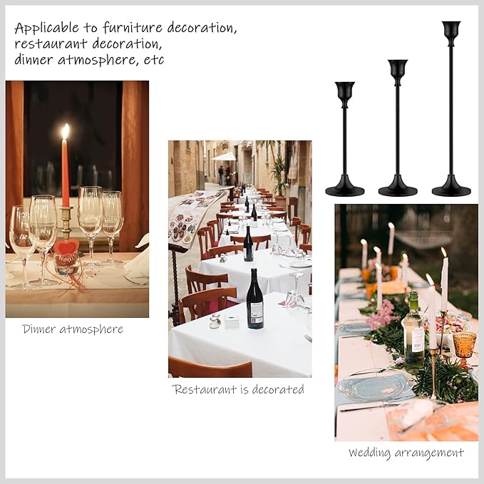 Candlestick Holders,Taper Candle Holder for Candlesticks Black Candelabra Candle Holder Vintage Candle Stick Candle Holders for Fireplace Party Dining Home