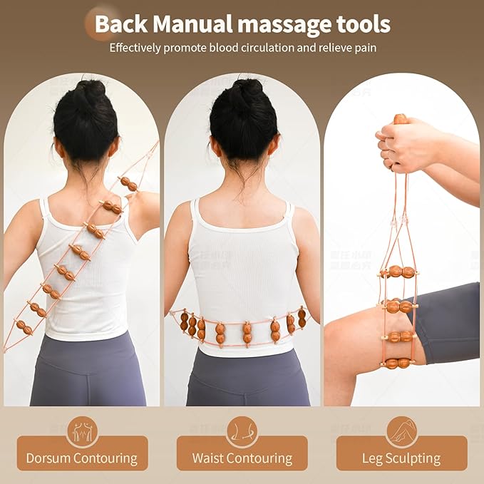 Wood Therapy Massage Tools 5-in-1 Lymphatic Drainage Massager for Muscle Pain Relief Maderoterapia Kit, Anti-Cellulite, Body Shaping&Contouring (set1)