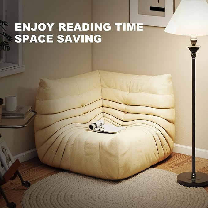 Full Foam Corner Chair β Comfortable Floor Couch for Adults, Waterproof Upholstery, Armless Fireside Lounge Chair for Living Room, Apartment, or Office (White)