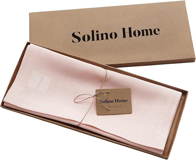 Solino Home Linen Pink Table Runner 90 Inches Long - 100% Pure Linen 14 x 90 Inch Table Runner for Halloween - Fete