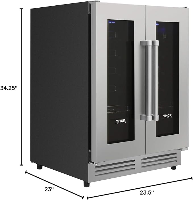 THOR Kitchen Freestanding/Under-Counter 24-Inch Dual Zone Wine Cooler in Stainless Steel - Model TWC2402