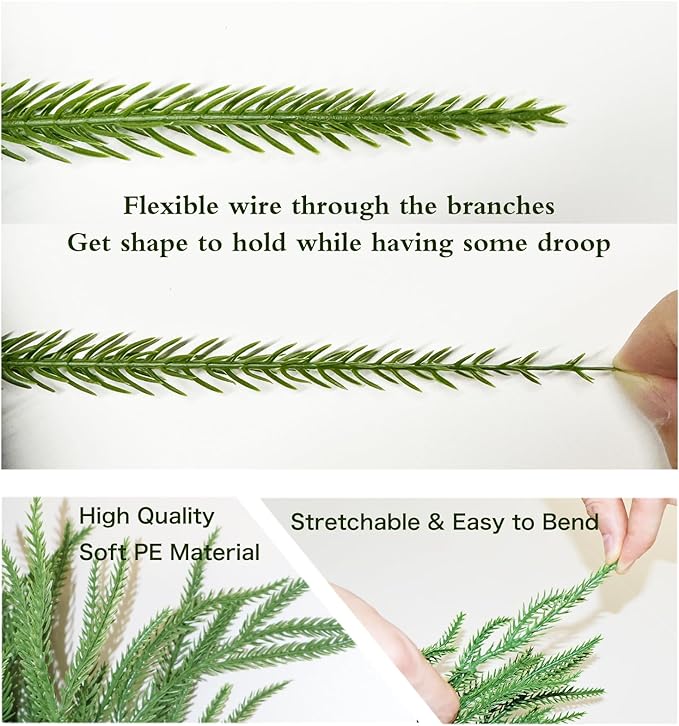Senjie 6FT 2PCS Christmas Garlands Norfolk Pine Garland Real Touch Artificial Faux Greenery Garland for Holiday Indoor Outdoor Decor
