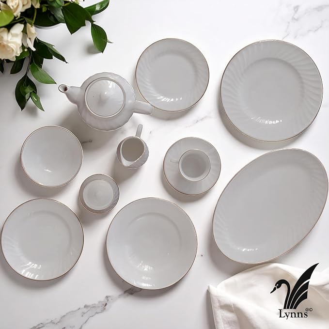 Lynns Paradise Imperial White 14-Inch Oval Platter, Set of 2, White; Heavy Duty; Chip Resistant; Lead and Cadmium Free; Freezer to Oven Safe up to 500°F