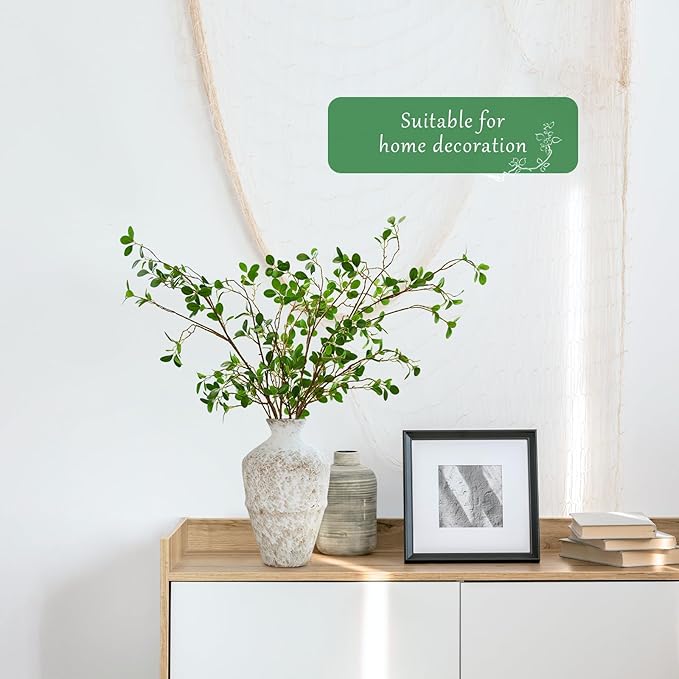ucky Artificial Realistic Eucalyptus Stems,Decoration Greenery Stems ,43 Inch 4 Pcs, Realistic Touch Flexible Branches, Green Fake Plant, for Home Decor Tables Vases Garden Decoration