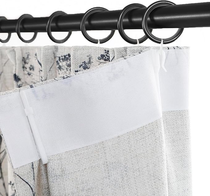 Pinch Pleated Floral Linen Curtains 2 Panels Elegant Light Filtering Privacy Drape,40 Inch Wide by 100 Inch Long Curtains Suitable for Living Rooms and Bedrooms