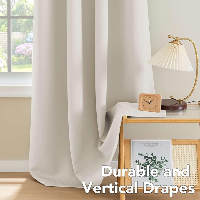 H.VERSAILTEX Blackout Curtains for Bedroom Thermal Insulated Room Darkening Living Room Curtains 84 Inch Long Grommet Privacy Protection Window Curtain Panels/Drapes for Nursery, 2 Panels, Fog