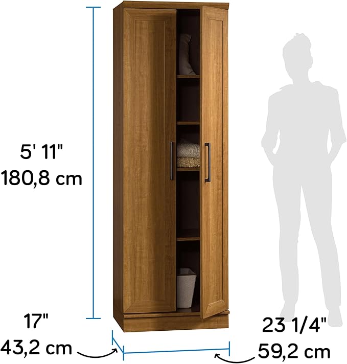 Sauder HomePlus Storage Pantry cabinets, L: 23.25" x W: 17" x H: 71.18", Sienna Oak