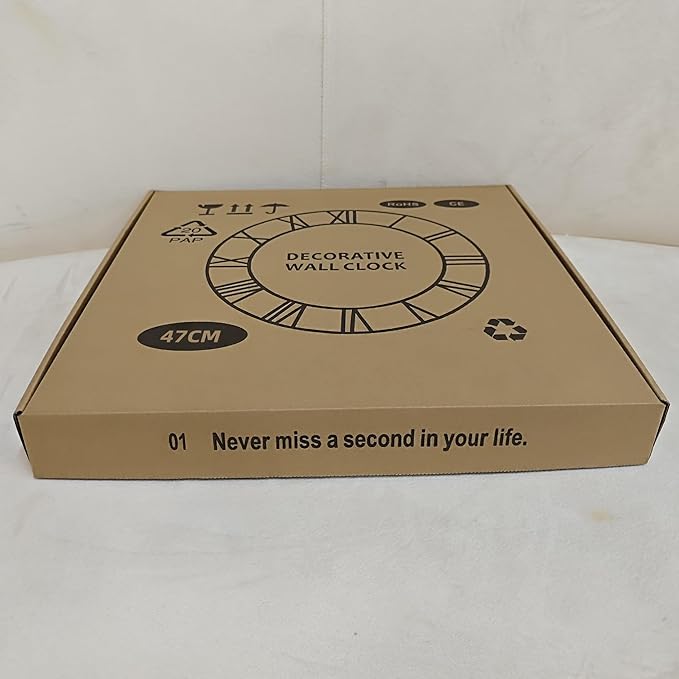 Large Wall Clock for Living Room Decor - 47cm/ 18 Inches Silent Non-Ticking Metal Wall Clocks Battery Operated, Vintage Decorative Modern Wall Clock for Bedroom, Office, Farmhouse Decor