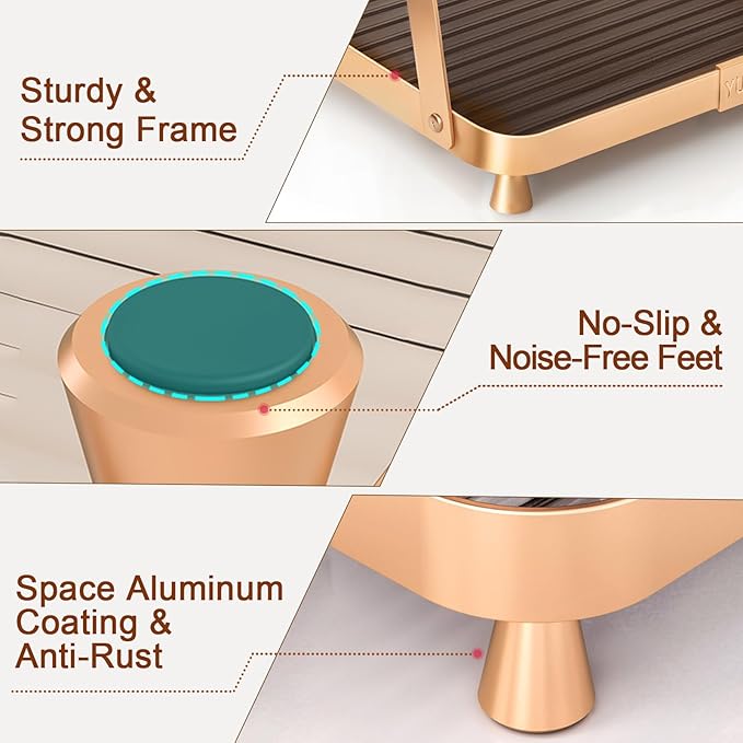 YUPER Bathroom Counter Organizer, Round Bathroom Organizers and Storage with Toothbrush Holder, Makeup Storage Vanity Tray Perfume Organizer, Bedroom Corner Counter Storage Sink Shelf Gold