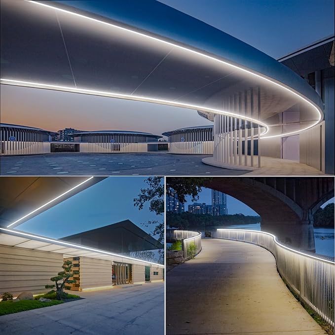 GZBtech Flexible LED Neon Rope Lights 100FT,AC 110-120V Waterproof Strip Light, 120 LEDs/M Cuttable Connectable Neon Lighting for Indoor Outdoor Home Decor/Commercial Building Use-Cold White 30M