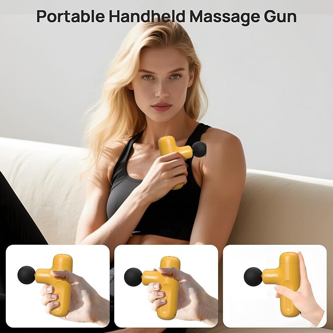Massage Gun Mini, Electric Muscle Massager Deep Tissue, Compact Travel Size Handheld Percussion Massage Gun for Back, Shoulders, Full Body Recovery and Pain Relief, Birthday Gifts for Men Women