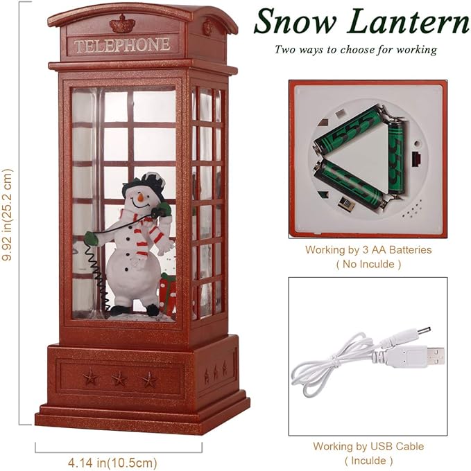 House & Garden Decoration,Christmas Lantern with 8 Pieces of Music,Sparkling Crystal Keep Circling Around The Snowman Families Music Box as a (Snowman)