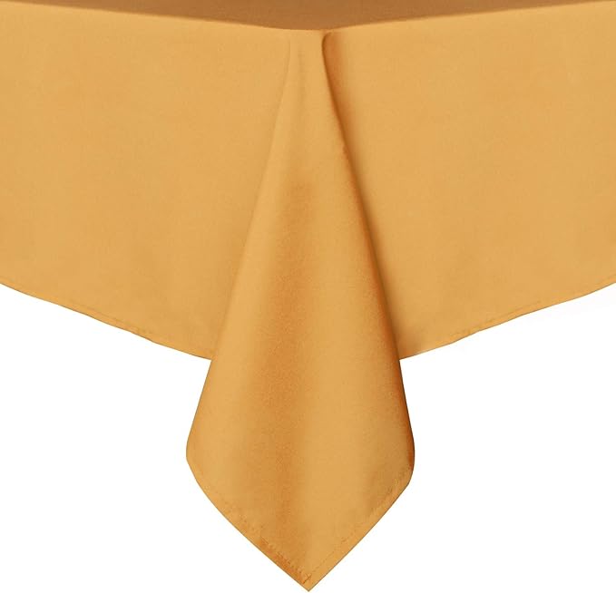 sancua Rectangle Tablecloth - 54 x 54 Inch - Stain and Wrinkle Resistant Washable Polyester Table Cloth, Decorative Fabric Table Cover for Dining Tables, Buffet Parties and Camping, Gold