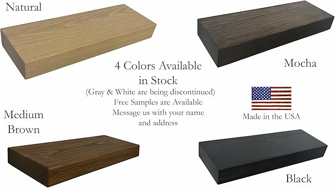 joelsantiques 36 Inch Wooden Floating Shelves for Wall - 36x8x2 in - Made of Natural Wood - Heavy Duty Rustic Wall Shelves - Made in USA - Perfect for Living Room, Kitchen - Mocha