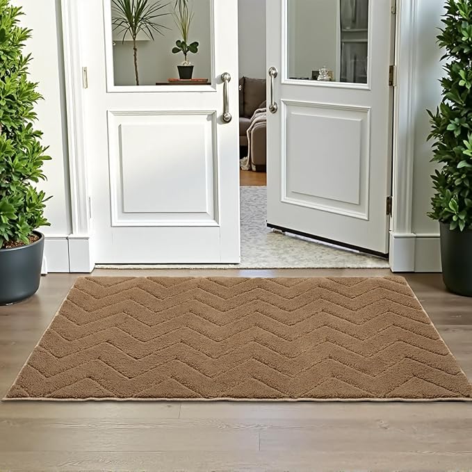 Stiio Front Door Mat Indoor Outdoor Entrance 20x31.5 Inches, Non Slip Washable Entry Rug, Dog Doormat, Absorbent Entrance Mat for Front & Back Door, Muddy Wet Shoes & Paws, Brown