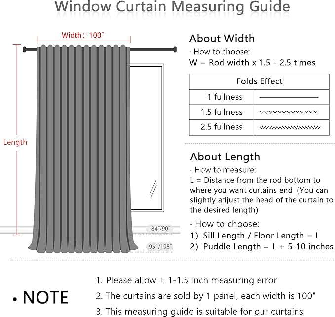 MYSKY HOME 90 Inch Natural Curtains for Sliding Glass Door Windows, Living Room Decoration Cotton Drapes Soft Comfortable Touch Farmhouse Country Patio Treatment Set, 100" Width, Beige, 1 Panel