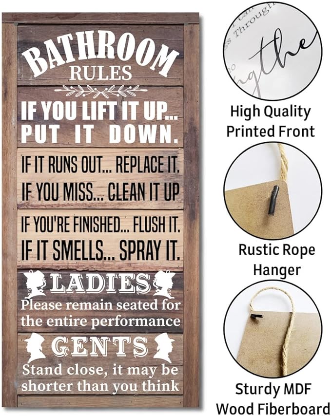 Rustic Bathroom Decor, Western Bathrooms Decors, Funny Bathroom Signs Wall Decor, Country Bathrooms Decors