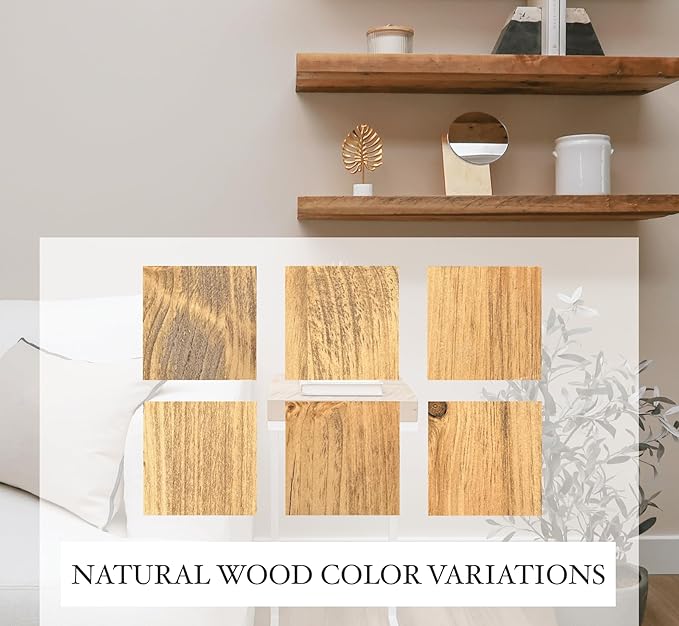 URBANDI, Rustic Floating Shelves, Set of 2, Hidden Bracket, Solid Wood, Heavy Duty, Wall Mounted Shelves, (Brown, 24Wx12D)