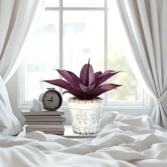 Fake Plants Artificial Agave Plants Indoor,UV Resistant Fake Agave Planters Outdoor Decorating Artificial Plants for Outdoors Decor Agave (2Pack,12.6'Purple) Spring Decorations for Home