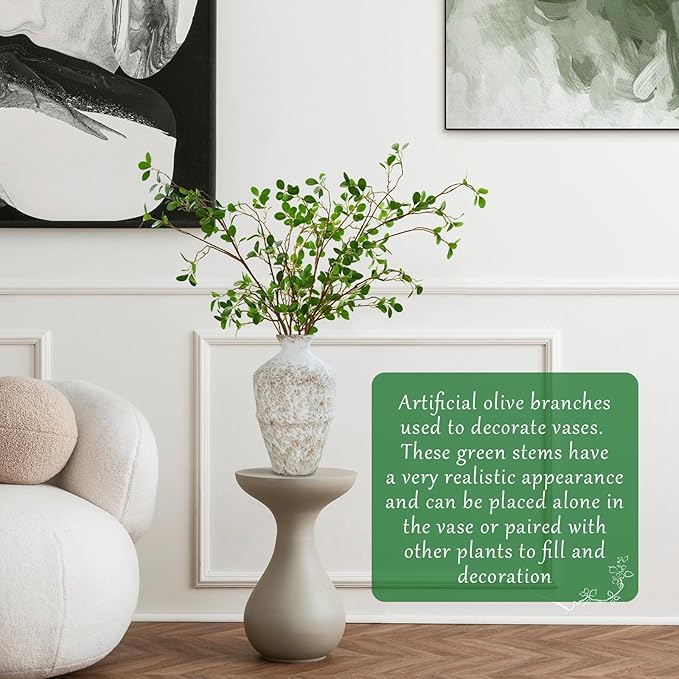 ucky Artificial Realistic Eucalyptus Stems,Decoration Greenery Stems ,43 Inch 4 Pcs, Realistic Touch Flexible Branches, Green Fake Plant, for Home Decor Tables Vases Garden Decoration