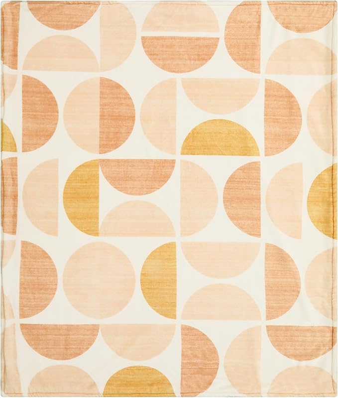 Lahome Terracotta Throw Blanket Soft Cozy Fluffy Warm Throw Blanket for Couch Reversible Geometric Fuzzy Blankets for Bed Sofa Chair, Orange 50''x60''