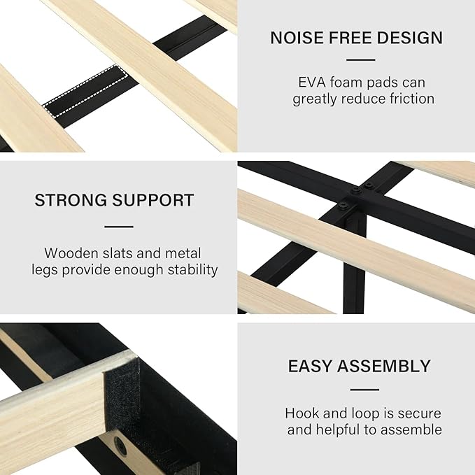 Twin Bed Frame, Velvet Upholstered Platform Bed with Vertical Channel Tufted Headboard and Footboard, No Box Spring Required, Easy Assembly, Black