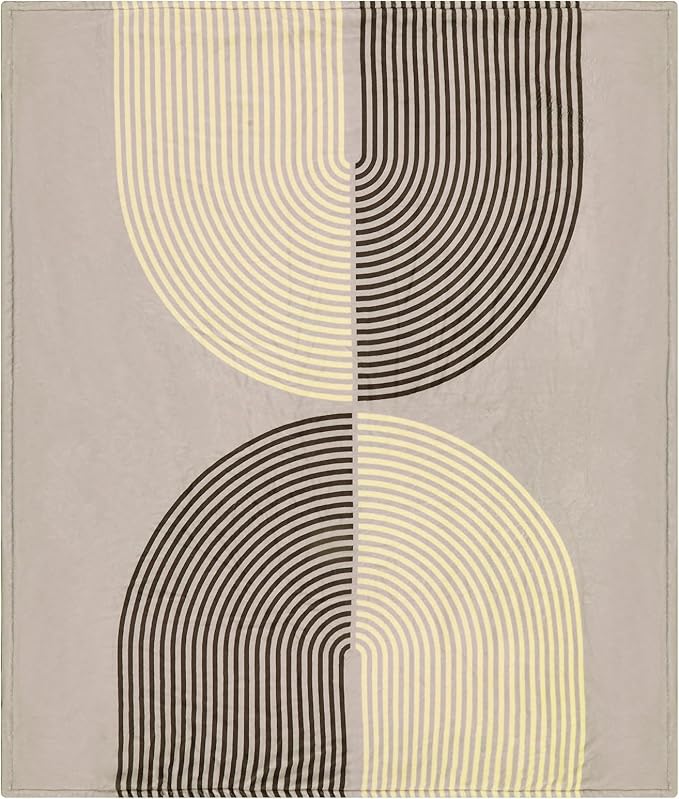 Lahome Brown Fleece Throw Blanket for Couch Double-Color Rainbow Fluffy Warm Cozy Bed Blanket Soft Fuzzy Modern Throw Blankets for Sofa Home Decor, Brown 50''x60''