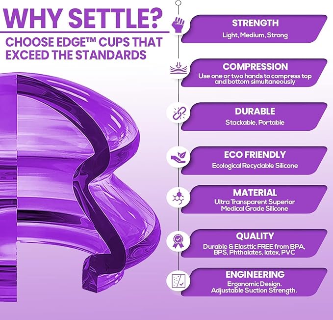 Silicone Cupping Therapy Set Professional Massage Cupping Cups for Cupping Therapy 4 Cup Kit for Massage, Myofascial Release, Cellulite Reduction (Lure Purple)